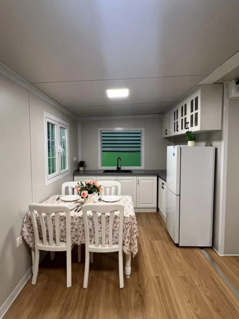 container cafe layout - kitchen area inside 20ft unit