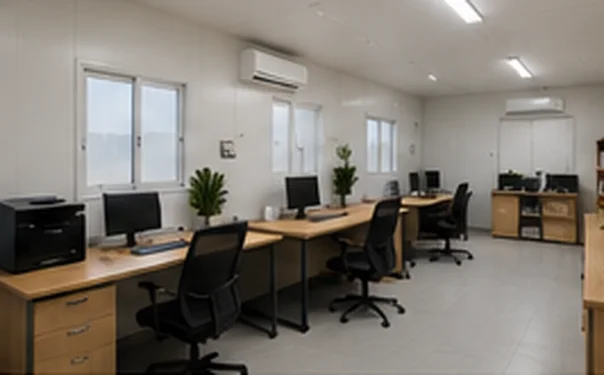 shipping container office - site office with entry steps at a project