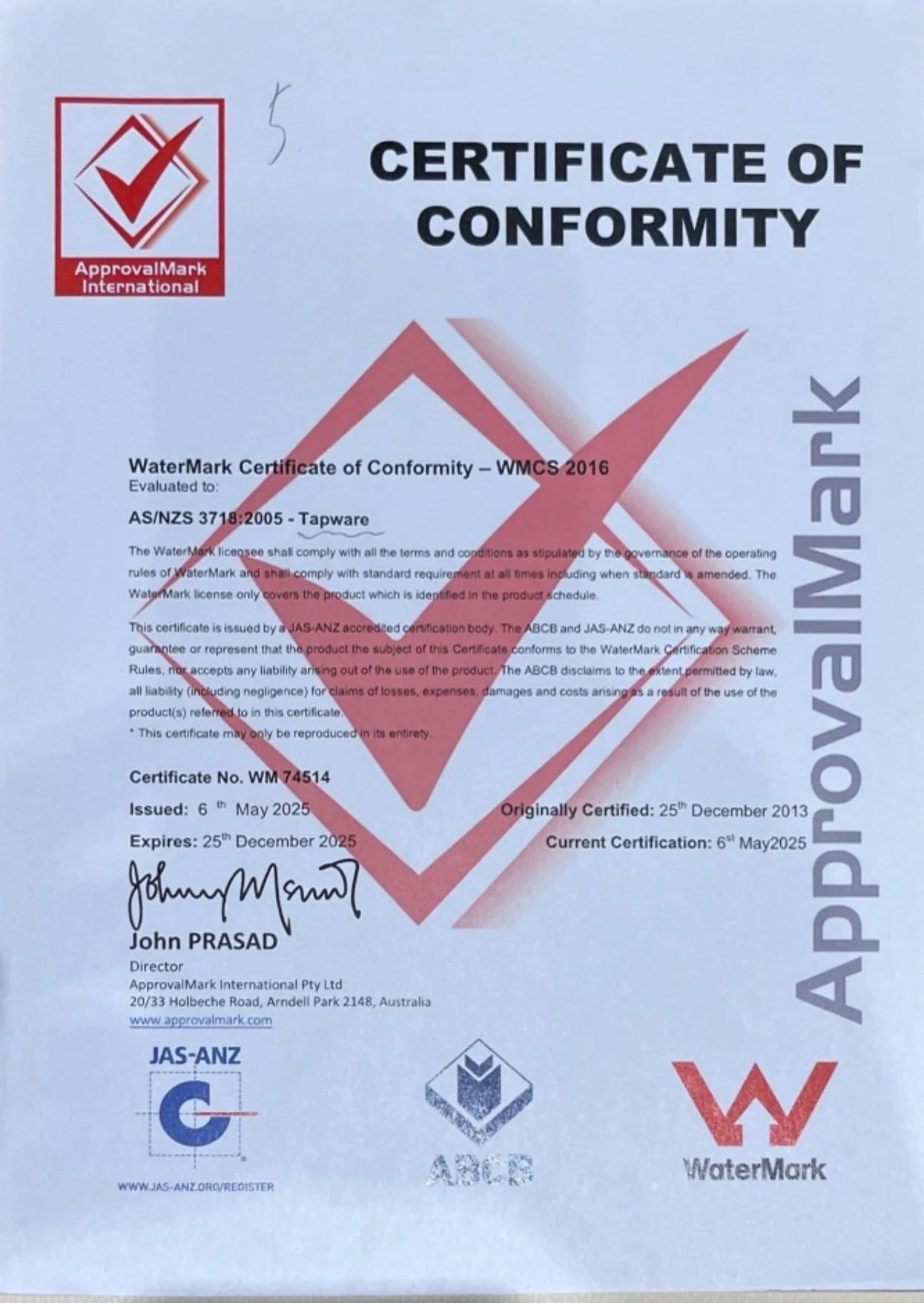 WaterMark certified tapware component used in container houses in Australia