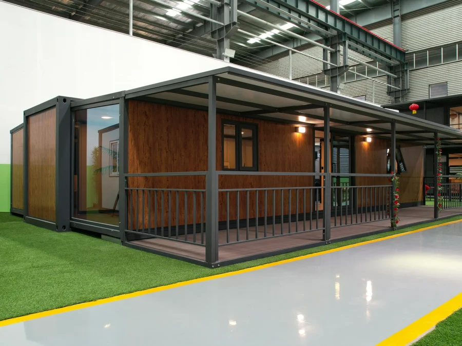 40ft expandable container house with full-length front veranda