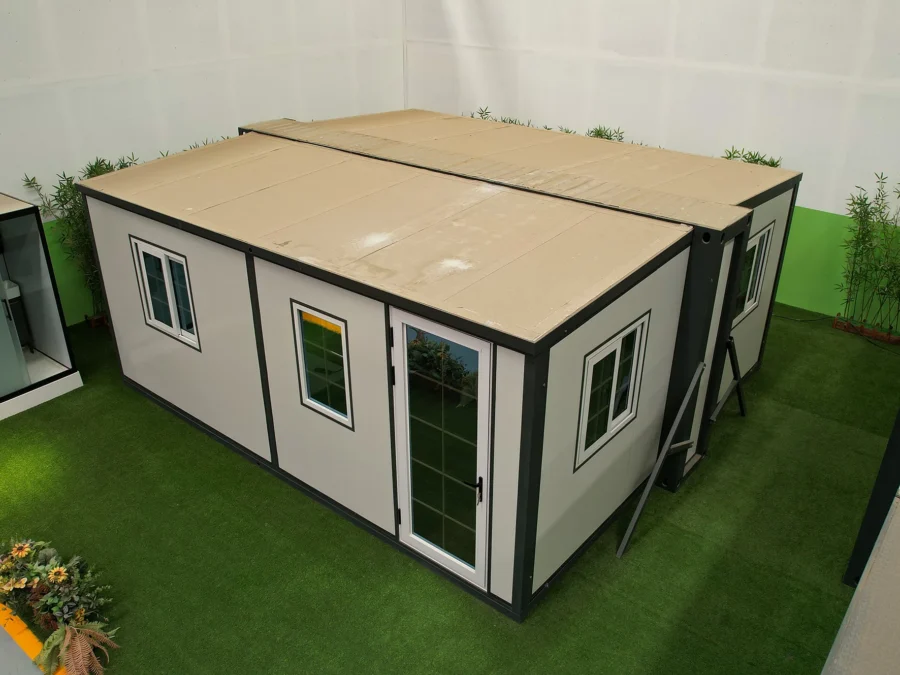 F720 compact expandable container house folded to 720 mm width for transport